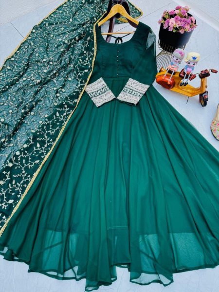 Premium Fox Georgette  Anarkali Gown With Dupatta  Anarakali Gown Wholesale