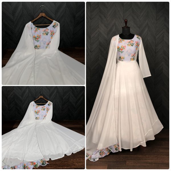 Premium Georgette With   Print Long Anarkali With Duppta  Kurti With Dupatta Wholesale