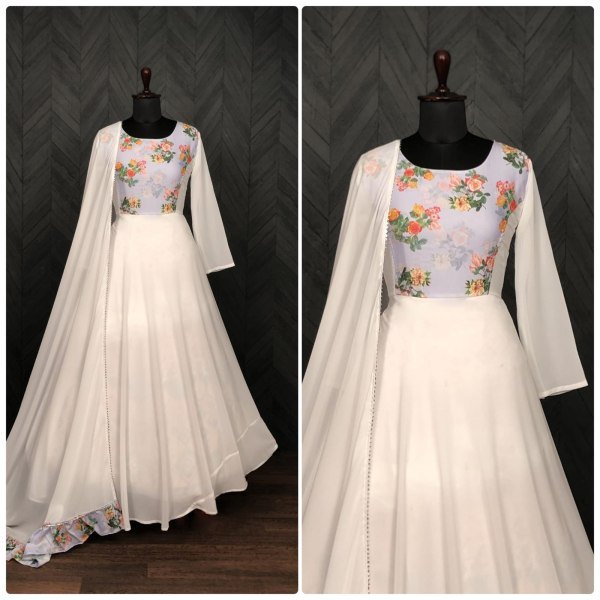 Premium Georgette With   Print Long Anarkali With Duppta  Kurti With Dupatta Wholesale