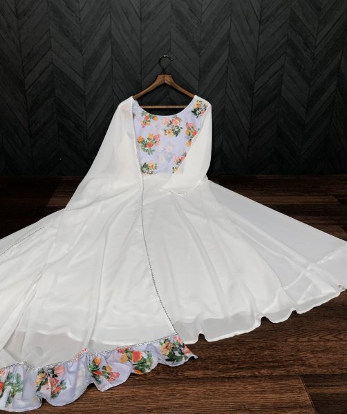 Premium Georgette With   Print Long Anarkali With Duppta  Kurti With Dupatta Wholesale