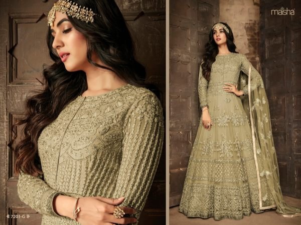  Premium heavy net designer gown style fancy party wear anarkali gown cum salwar suit maisha 7201 color Anarakali Gown Wholesale