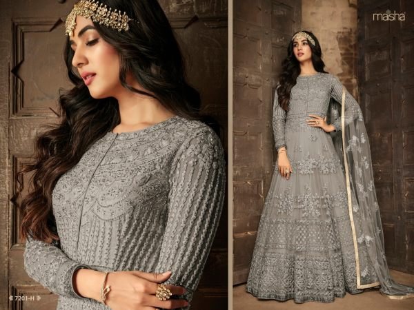  Premium heavy net designer gown style fancy party wear anarkali gown cum salwar suit maisha 7201 color Anarakali Gown Wholesale