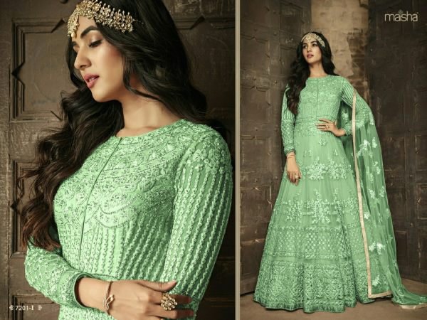  Premium heavy net designer gown style fancy party wear anarkali gown cum salwar suit maisha 7201 color Anarakali Gown Wholesale