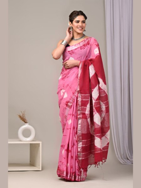 Premium Linen Cotton Saree With Digital Print Sarees 