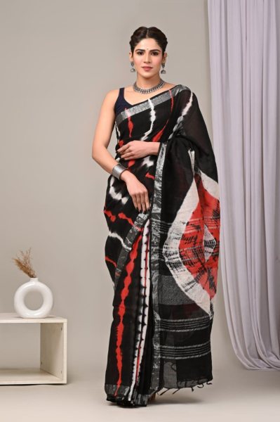 Premium Linen Cotton Saree With Digital Print Linen Sarees Wholesale