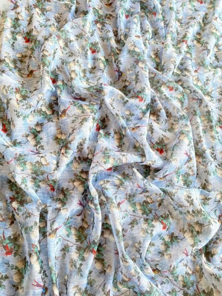  Premium Linen Flower Digital Printed Saree  Linen Sarees Wholesale