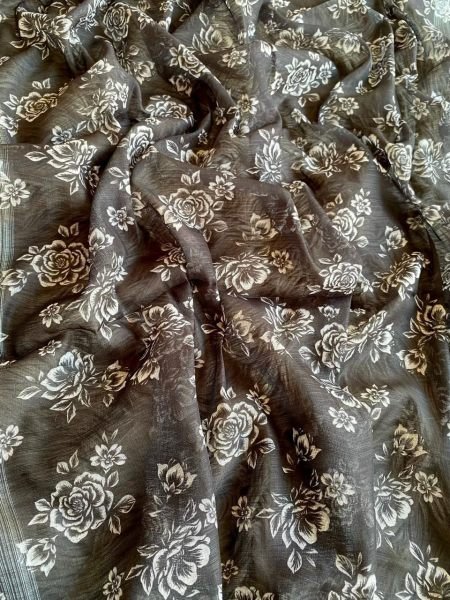  Premium Linen Flower Digital Printed Saree  Linen Sarees Wholesale