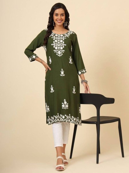 Premium  Lucknowi chickenkari work Kurti  Lucknowi Chikankari Kurtis Wholesale