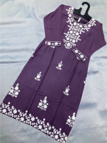 Premium  Lucknowi chickenkari work Kurti  Lucknowi Chikankari Kurtis Wholesale