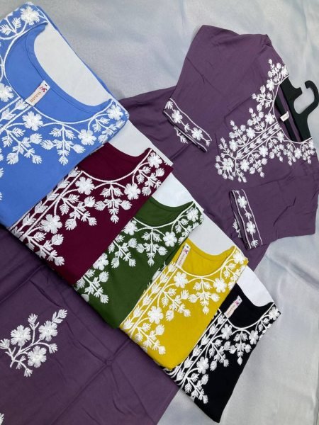 Premium  Lucknowi chickenkari work Kurti  Lucknowi Chikankari Kurtis Wholesale