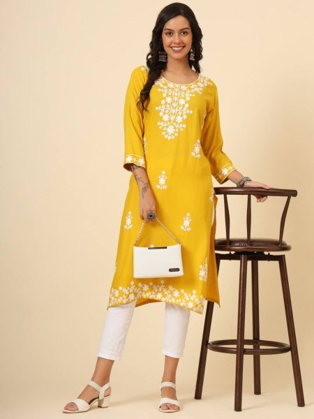Premium  Lucknowi chickenkari work Kurti  Lucknowi Chikankari Kurtis Wholesale