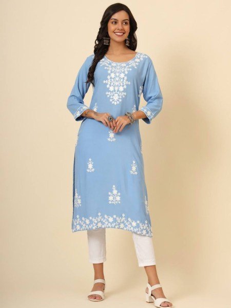 Premium  Lucknowi chickenkari work Kurti  Lucknowi Chikankari Kurtis Wholesale