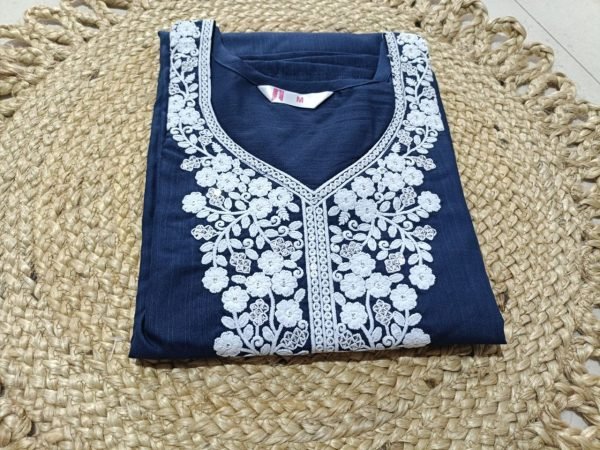 premium lucknowi chikankari work top in tesla slub soft fabric ideal for all occasions Embroidery Kurtis 