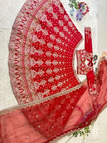Premium Malai Satin Embroidery Lehenga Choli  Bridal Lehenga Choli