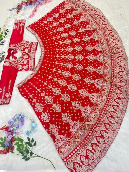 Premium Malai Satin Embroidery Lehenga Choli  Bridal Lehenga Choli