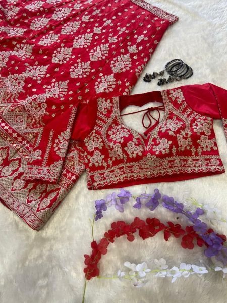 Premium Malai Satin Embroidery Lehenga Choli  Bridal Lehenga Choli