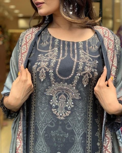 Premium Maslin Printed Kurta Set With Digital Print 3 Piece Kurti Set
