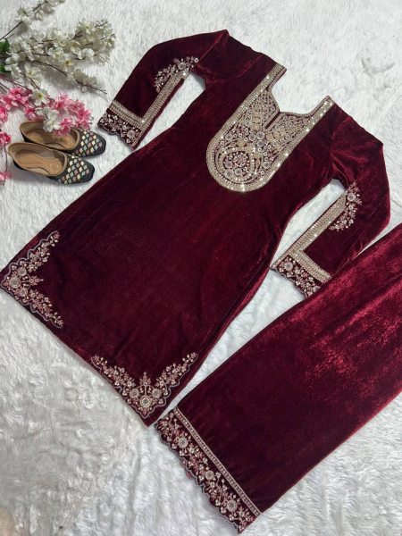 Premium Pakistani Suit in Heavy Velvet with Intricate Detailing Ready To Wear Collection