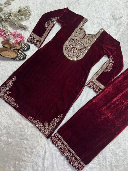 Premium Pakistani Suit in Heavy Velvet with Intricate Detailing Ready To Wear Collection