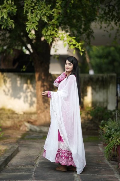 Premium Pink Readymade Anarkali Suit Set 3 Piece Womens Wear from Surat Wholesaler in Surat Anarkali Kurtis 