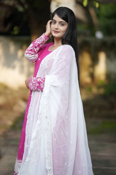 Premium Pink Readymade Anarkali Suit Set 3 Piece Womens Wear from Surat Wholesaler in Surat Anarkali Kurtis 