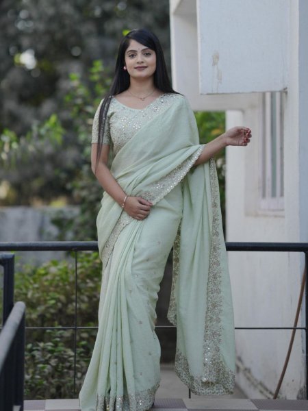premium platinum crush saree with mirror work wholesale price 