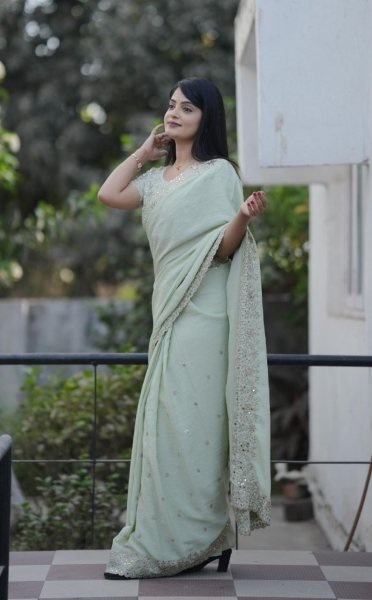 premium platinum crush saree with mirror work wholesale price Embroidery Sarees Wholesale