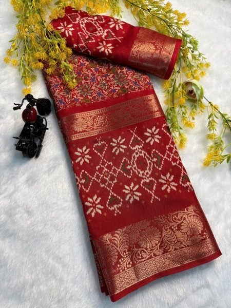 Premium Pure Dola Silk Saree with Bandhani Look   Original Jacquard Border Elegant Matching Blouse Wholesale Deal for Resellers  Bandhej Sarees Wholesale