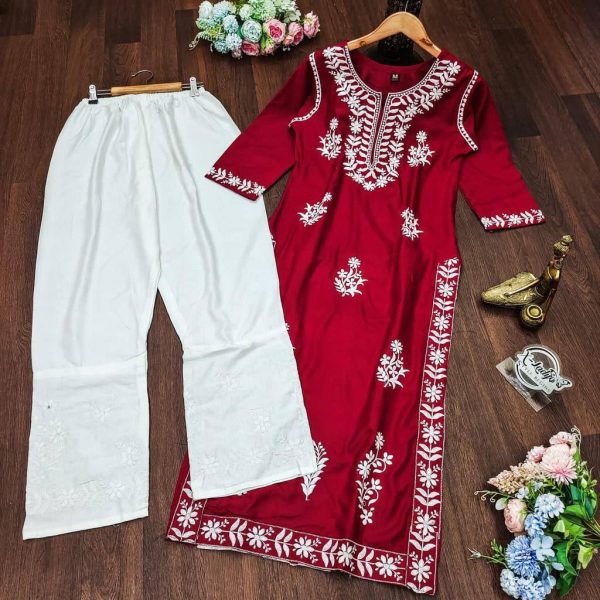 Premium Rayon Cotton Chikankari Work Kurti Set collection  Lucknowi Chikankari Kurtis Wholesale