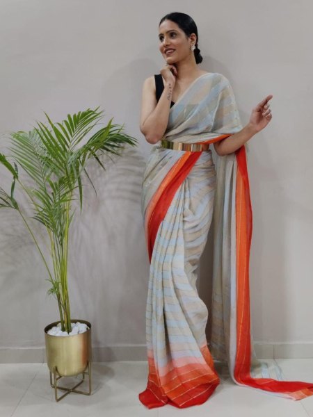 Premium Ready To Wear Georgette Saree with beautiful print Ready To Wear Saree 