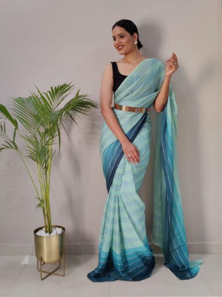  Premium  Ready To Wear Georgette Saree with beautiful print  Ready To Wear Saree 