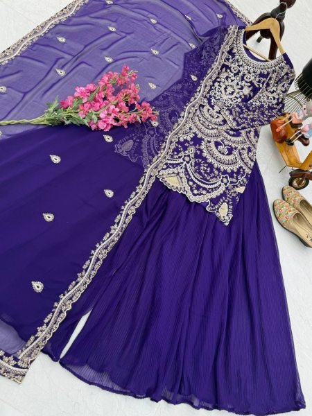 Premium Georgette Sequin Kurti Palazzo Set Full Heavy Party Wear Suit by Royal Export, Surat Ready To Wear Collection