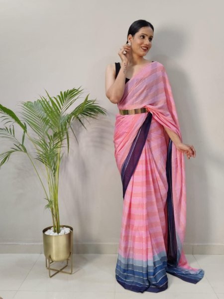  Premium  Ready To Wear Georgette Saree with beautiful print  Ready To Wear Saree 