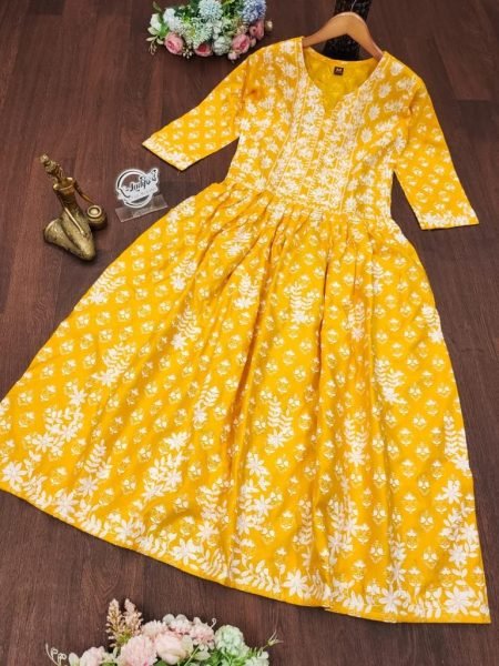 Premium Reyon cotton chikankari Kurtis Lucknowi Chikankari Kurtis Wholesale