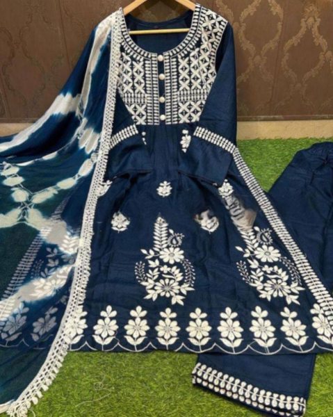 Premium Reyon Cotton Kurti Pant Set With Chikankari Work  Lucknowi Chikankari Kurtis Wholesale