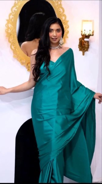 Premium Satin Silk Ready To Wear Saree  Ready To Wear Saree 