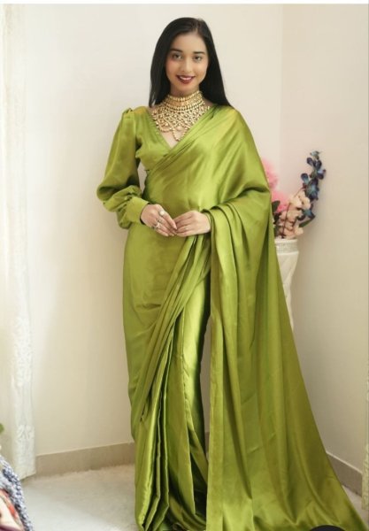 Premium Satin Silk Ready To Wear Saree  Ready To Wear Saree 