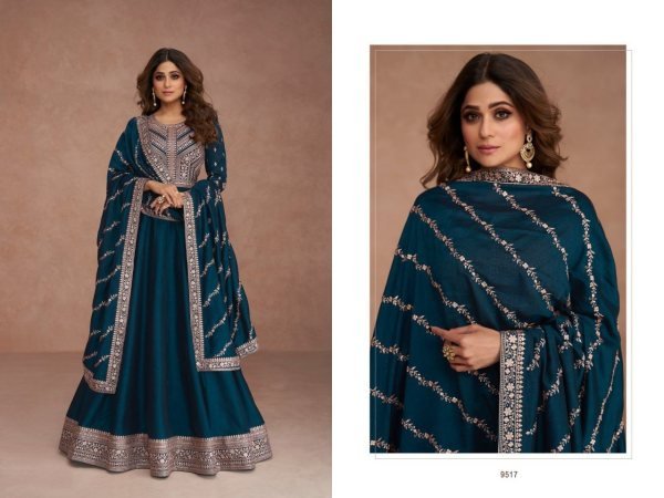 Premium Silk With Sequence Embroidery Work Anarkali Gown   Dupatta Ready To Wear Collection