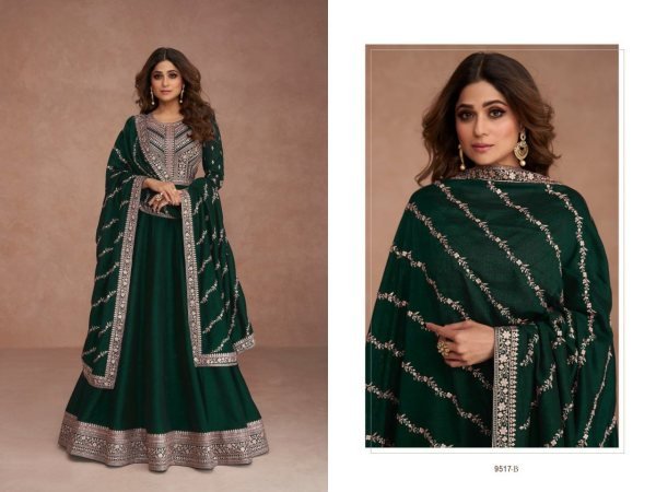 Premium Silk With Sequence Embroidery Work Anarkali Gown   Dupatta Ready To Wear Collection