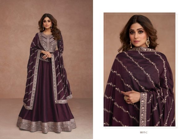 Premium Silk With Sequence Embroidery Work Anarkali Gown   Dupatta Ready To Wear Collection