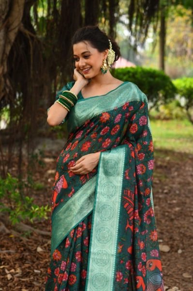 Premium Soft Chanderi Saree With All Over Traditional Kalamkari Print Designer Wedding Sarees Wholesale
