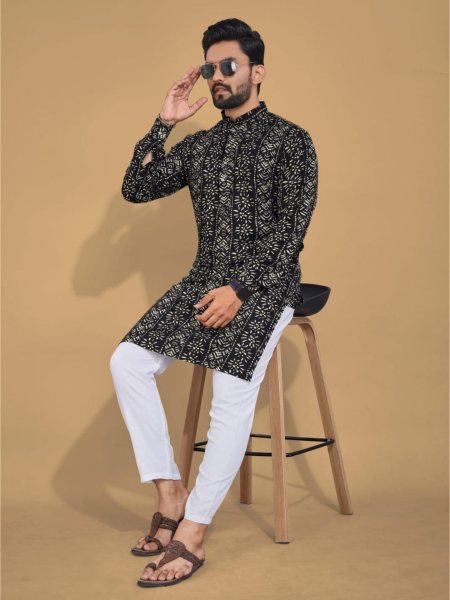  Premium Soft Cotton Foil Print Kurta Pajama  Kurta Pajama Wholesale