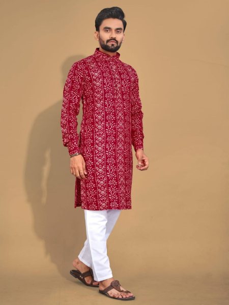  Premium Soft Cotton Foil Print Kurta Pajama  Kurta Pajama Wholesale