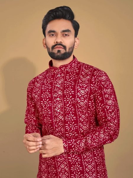  Premium Soft Cotton Foil Print Kurta Pajama  Kurta Pajama Wholesale