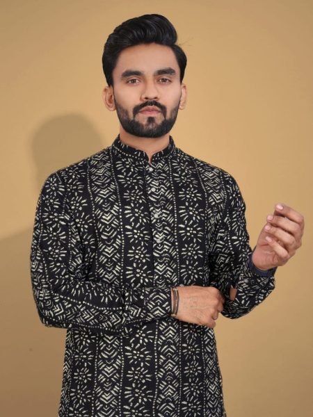  Premium Soft Cotton Foil Print Kurta Pajama  Kurta Pajama Wholesale