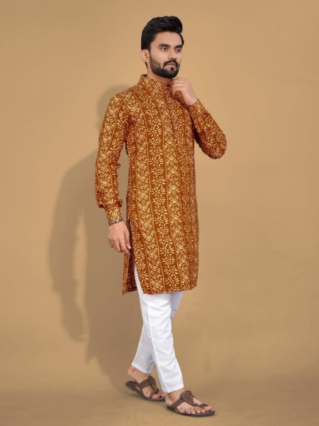  Premium Soft Cotton Foil Print Kurta Pajama  Kurta Pajama Wholesale