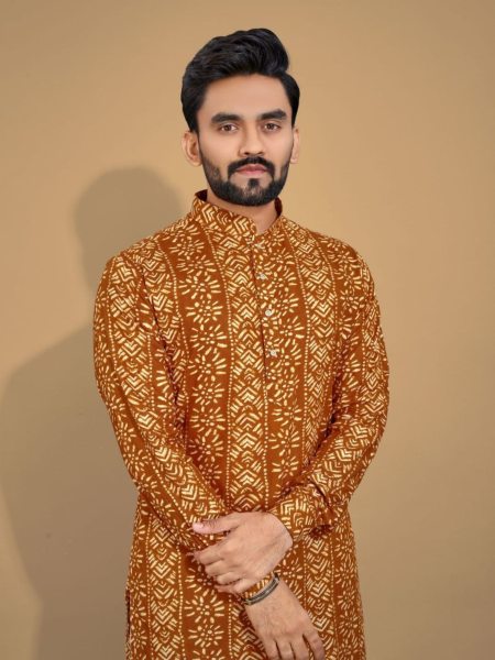  Premium Soft Cotton Foil Print Kurta Pajama  Kurta Pajama Wholesale