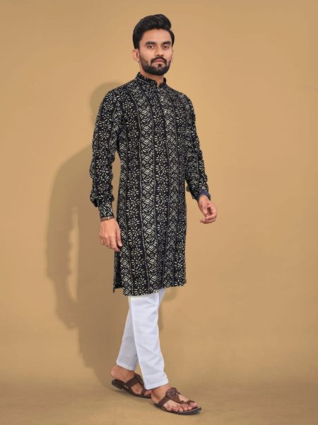  Premium Soft Cotton Foil Print Kurta Pajama  Kurta Pajama Wholesale