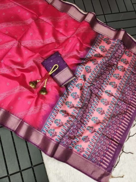 PREMIUM SOFT FLOWING DESI RAW SILK SAREE Silk Sarees Wholesale