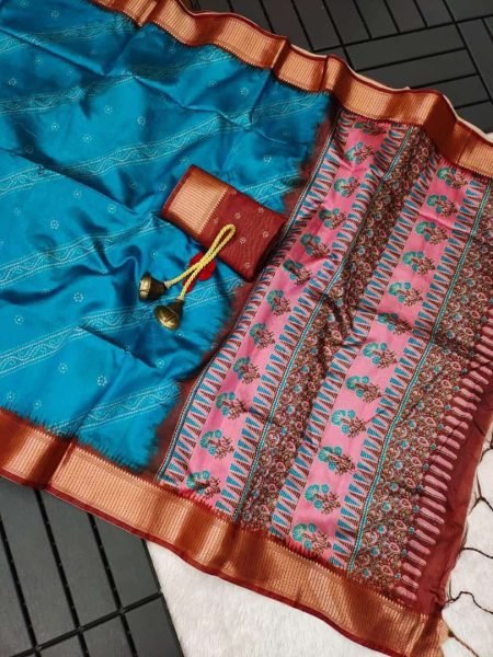 PREMIUM SOFT FLOWING DESI RAW SILK SAREE Silk Sarees Wholesale